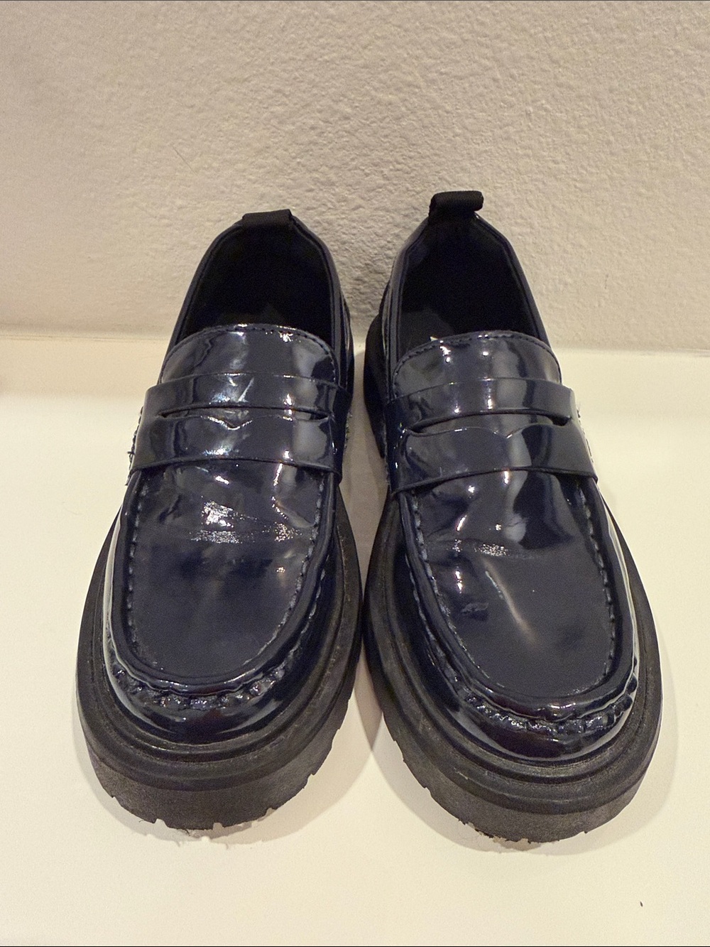 Zara Navy Patent Leather Kids Dress Loafers